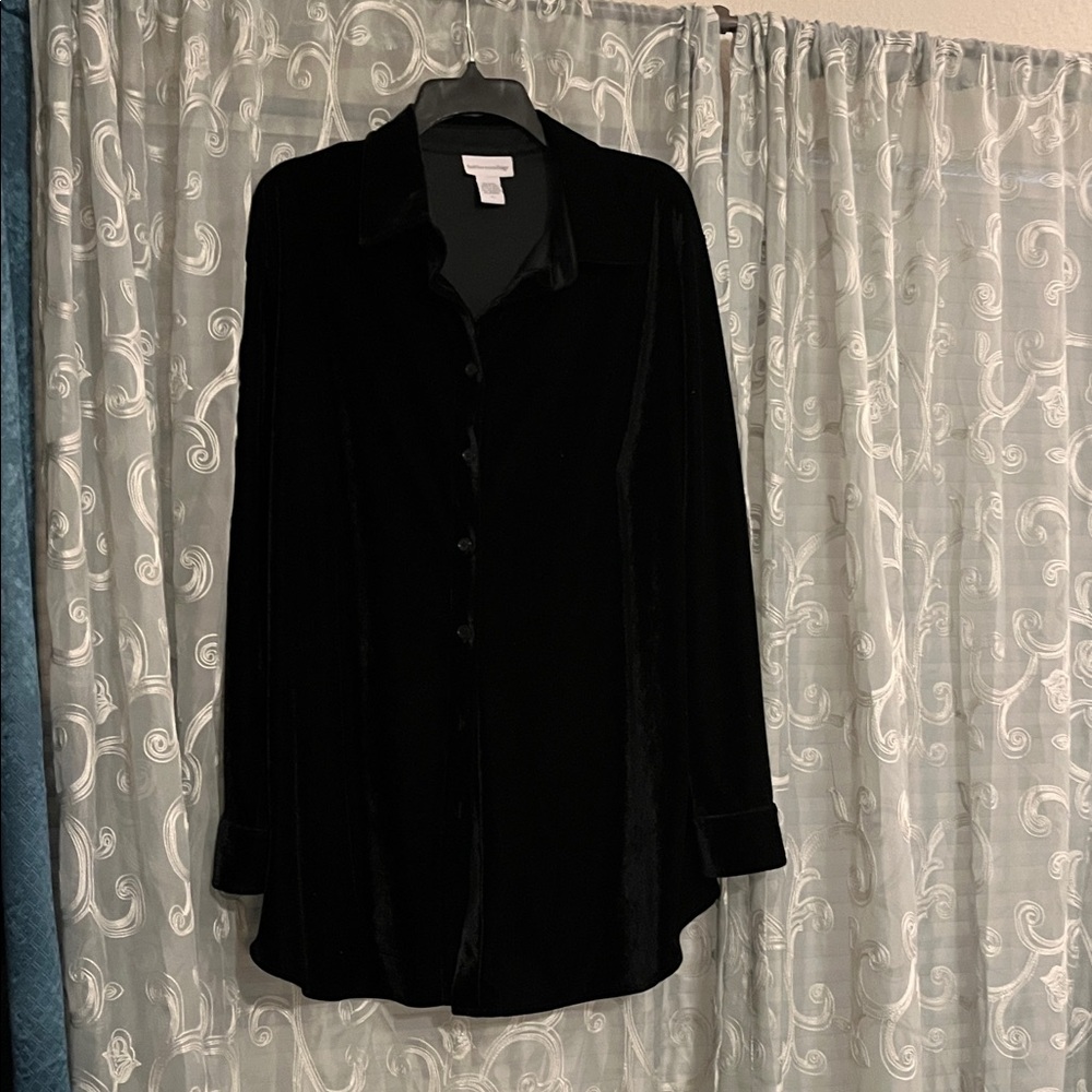 Soft Surroundings Black Velvet Shirt